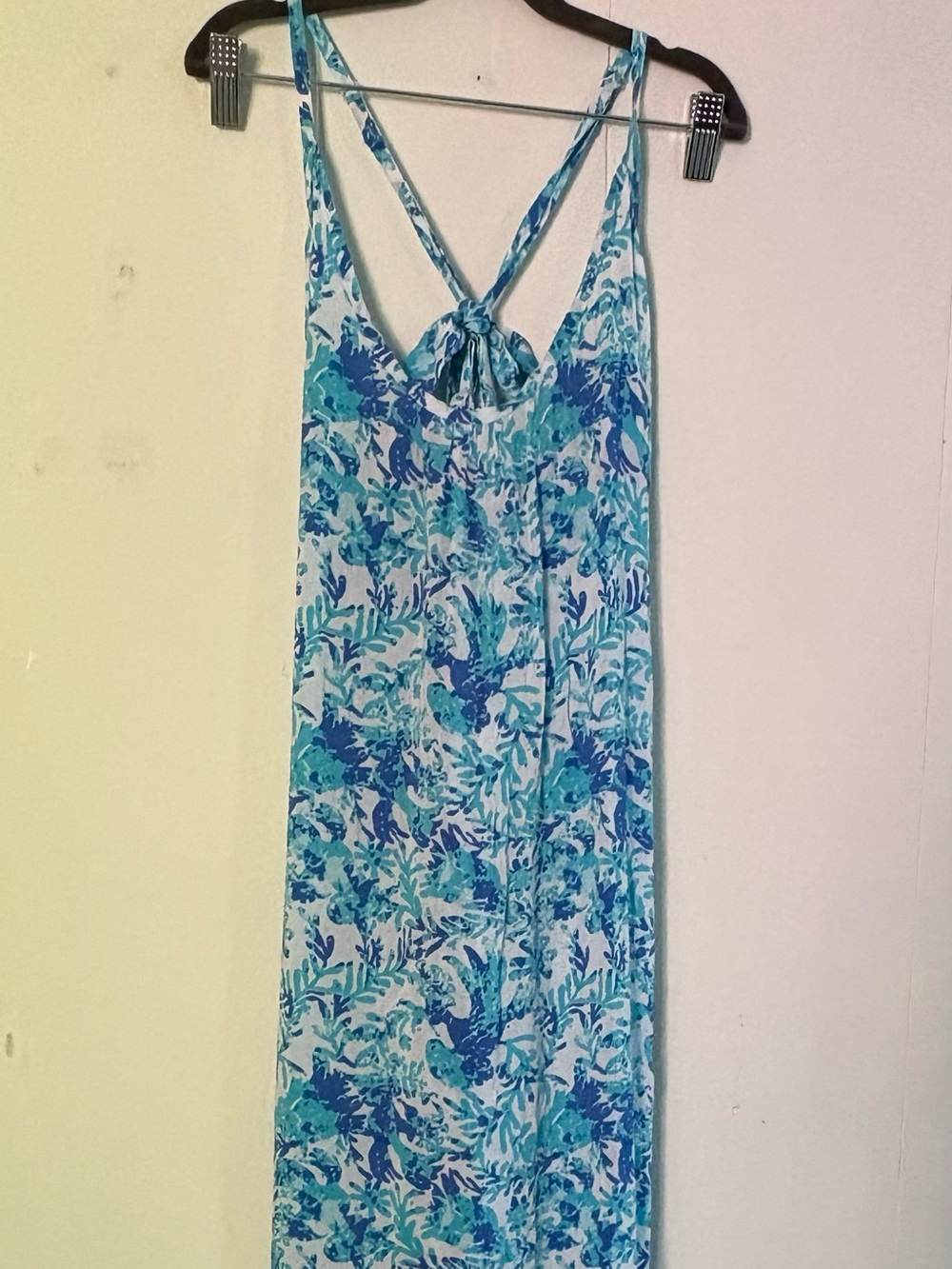 Three Islands Teal & Blue Floral Maxi Skirt